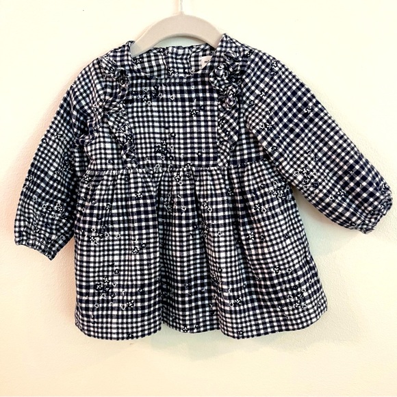 Miles the Label Girls' Flannel Navy and White Dress 9M - Picture 1 of 3